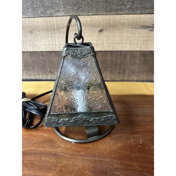 J Devlin Stained Glass Hanging Lantern Decorative Accent Night Light Clear - Picture 4 of 8